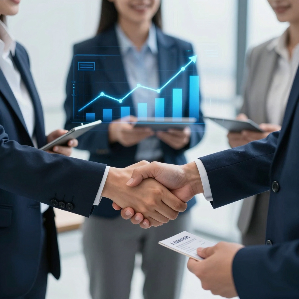 Netzwerken bei einem Karriere-Event: Hände schütteln und Kontakte knüpfen